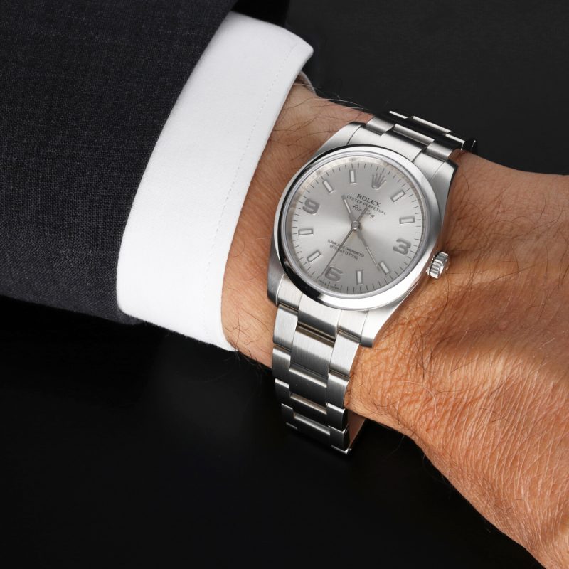 2011 Rolex Air-King 114200 Silver 3/6/9 Dial with Box and Card - Image 4