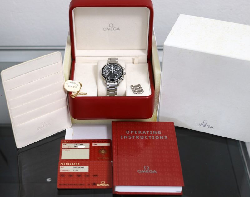 1998 Unpolished Omega Speedmaster Day Date ref. 3520500 SS 39mm Automatic with Box & Cards - Image 15