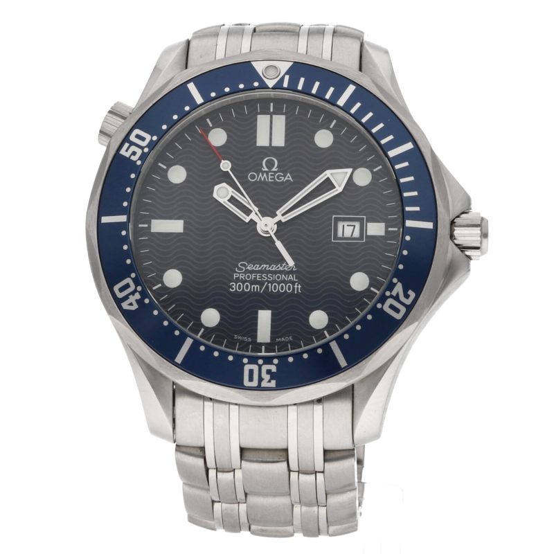 1998 Omega Seamaster 300M Quartz 254180 Blue "Wave" Dial - Image 3