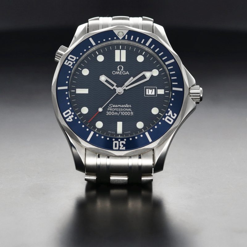 1998 Omega Seamaster 300M Quartz 254180 Blue "Wave" Dial - Image 4