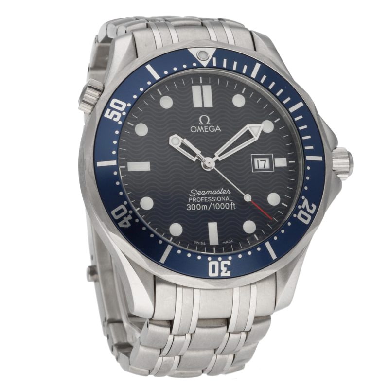 1998 Omega Seamaster 300M Quartz 254180 Blue "Wave" Dial