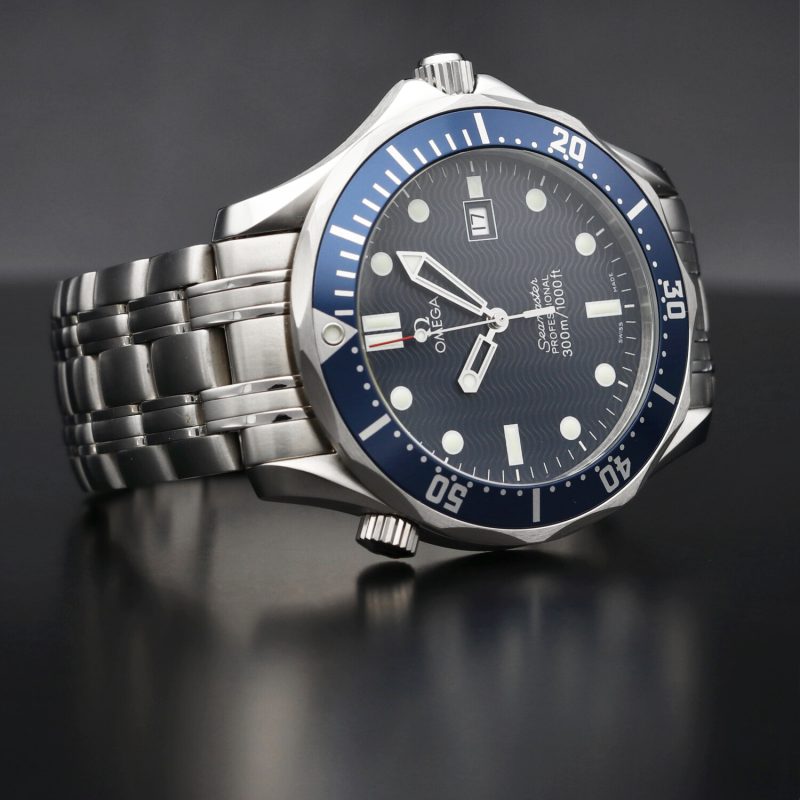 1998 Omega Seamaster 300M Quartz 254180 Blue "Wave" Dial - Image 6
