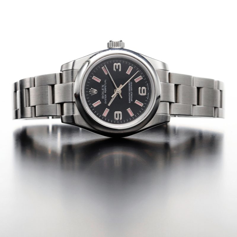 2006 Unpolished Rolex Oyster Perpetual 176200 SS 26mm Black 369/Pink Index - Image 5