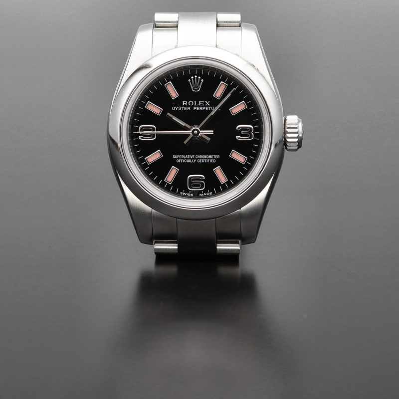 2006 Unpolished Rolex Oyster Perpetual 176200 SS 26mm Black 369/Pink Index - Image 4