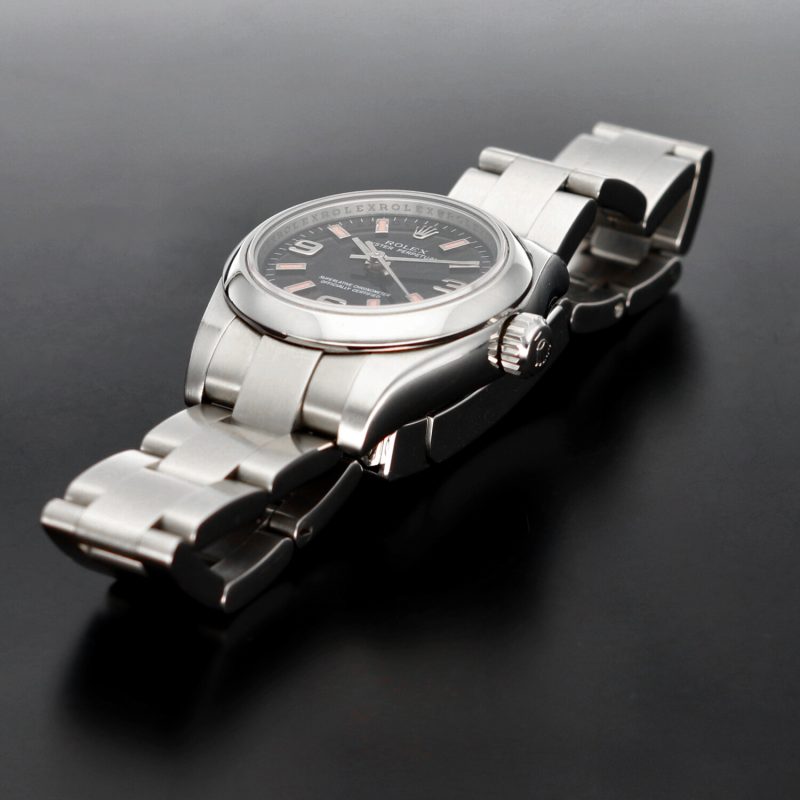 2006 Unpolished Rolex Oyster Perpetual 176200 SS 26mm Black 369/Pink Index - Image 7