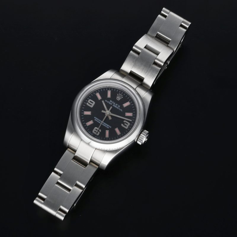 2006 Unpolished Rolex Oyster Perpetual 176200 SS 26mm Black 369/Pink Index - Image 8