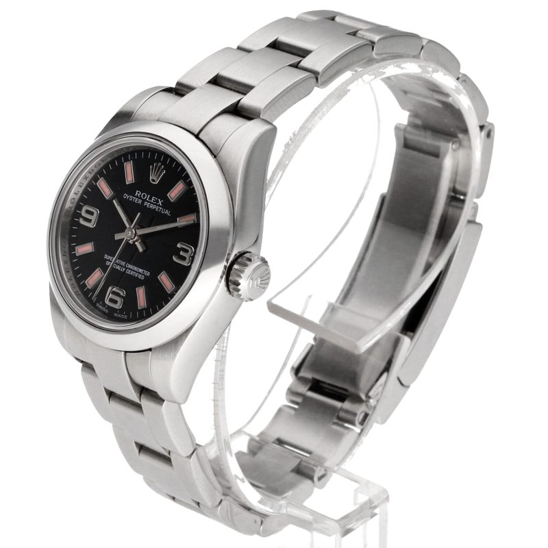 2006 Unpolished Rolex Oyster Perpetual 176200 SS 26mm Black 369/Pink Index - Image 2