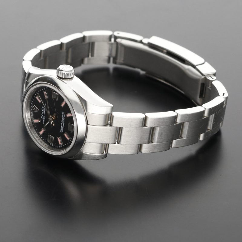 2006 Unpolished Rolex Oyster Perpetual 176200 SS 26mm Black 369/Pink Index - Image 6