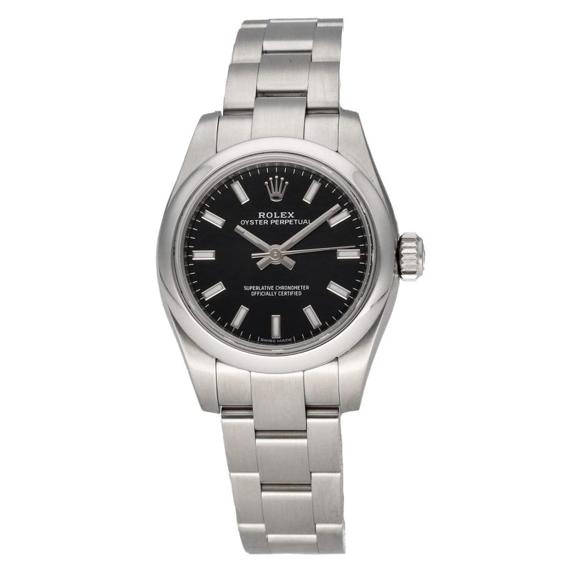 2018 Rolex Ladies Oyster Perpetual 176200 Random Serial SS 26mm Black Stick Dial With Original Box & Cards - Image 3