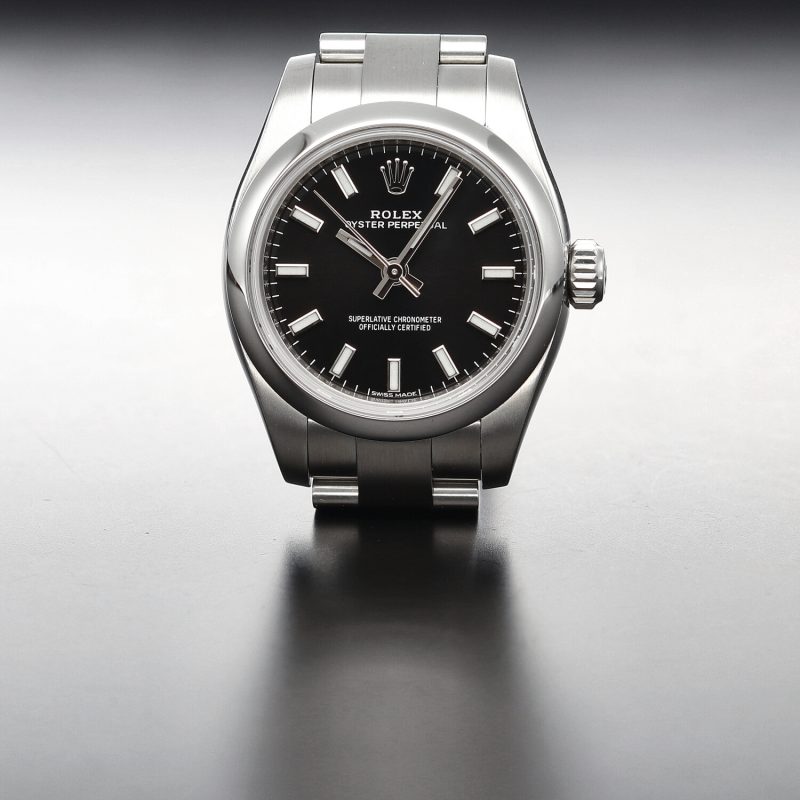 2018 Rolex Ladies Oyster Perpetual 176200 Random Serial SS 26mm Black Stick Dial With Original Box & Cards - Image 8