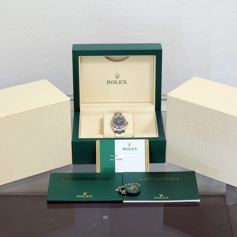 2018 Rolex Ladies Oyster Perpetual 176200 Random Serial SS 26mm Black Stick Dial With Original Box & Cards - Image 14