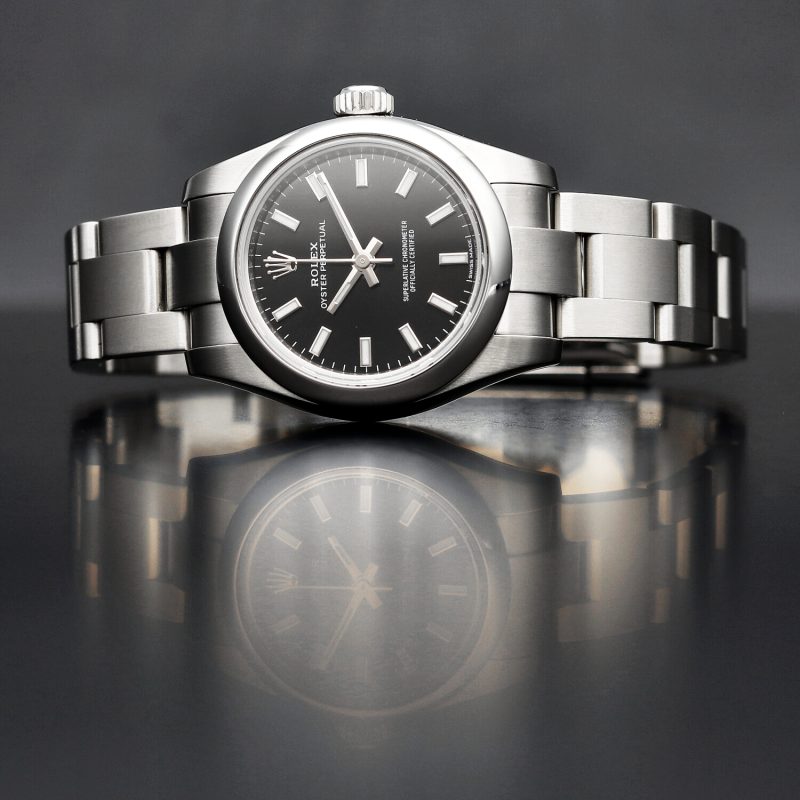 2018 Rolex Ladies Oyster Perpetual 176200 Random Serial SS 26mm Black Stick Dial With Original Box & Cards - Image 5