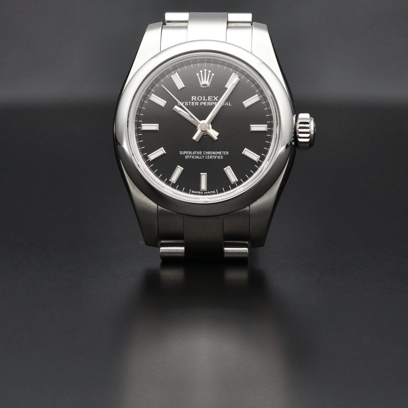 2018 Rolex Ladies Oyster Perpetual 176200 Random Serial SS 26mm Black Stick Dial With Original Box & Cards - Image 4