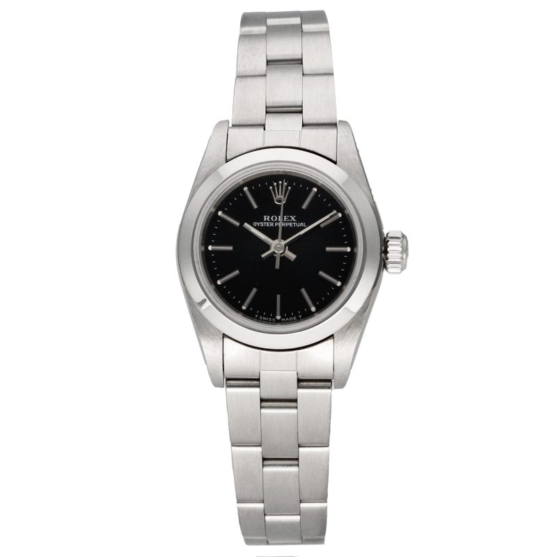 1998 Rolex Ladies Oyster Perpetual 67180 Stainless Steel Black Dial Full-Set Box & Papers - Image 3