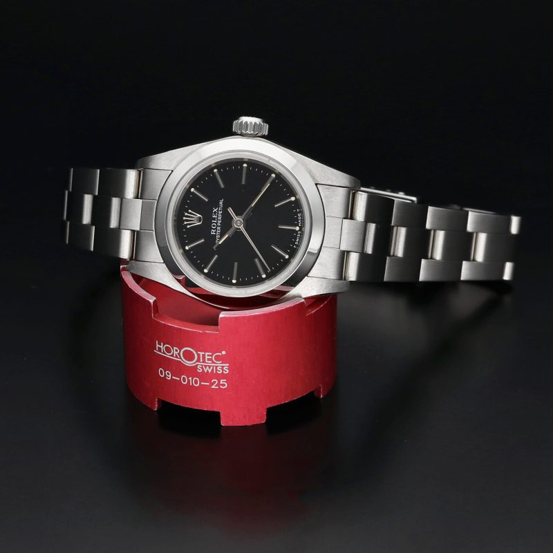 1998 Rolex Ladies Oyster Perpetual 67180 Stainless Steel Black Dial Full-Set Box & Papers - Image 4