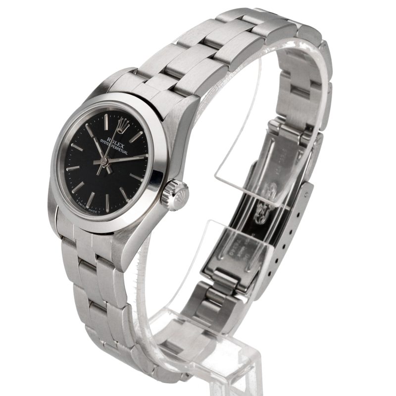 1998 Rolex Ladies Oyster Perpetual 67180 Stainless Steel Black Dial Full-Set Box & Papers - Image 2