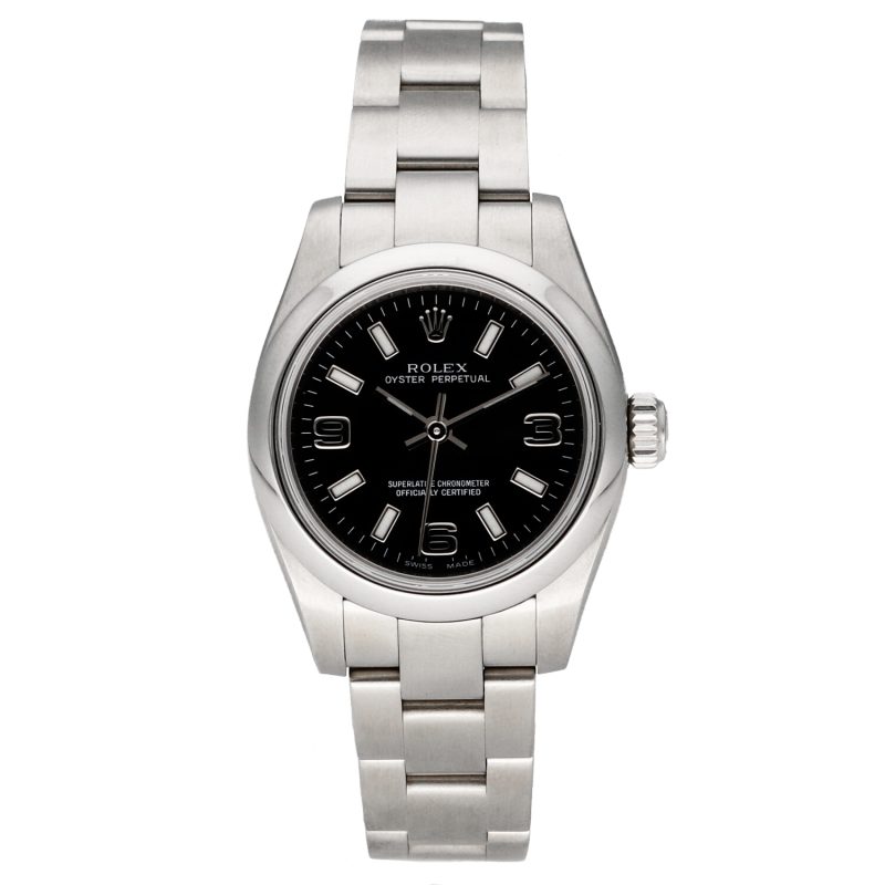 2007 Rolex Oyster Perpetual ref. 176200 Orologio Donna/Ragazza Acciaio 26mm Quadrante Nero con Scatola e Garanzia Originale - immagine 3