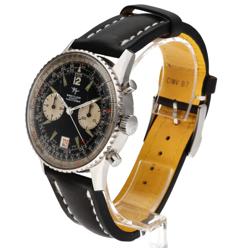 1960 ca. Vintage Breitling Old Navitimert ref. 816 Acciaio 41mm Carica Manuale Rarissimo Quadrante Panda con 2 Contatori. Revisionato! - immagine 2