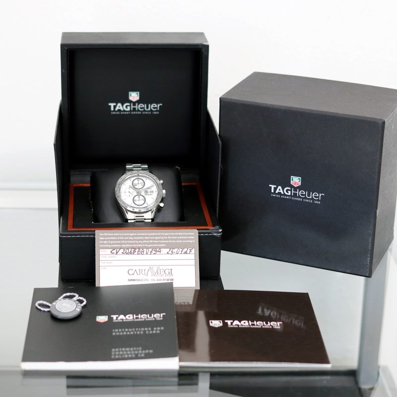 2017 Tag Heuer Carrera CV2017.BA0794 Automatico Acciaio 41mm Quadrante Argento con Scatola e Garanzia - immagine 13