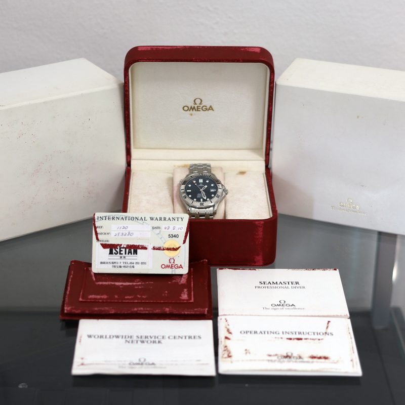 1998 Omega Seamaster 300M Chronometer 25318000 Automatic SS 41mm Blue Navy Wave Dial with Box & Card - Image 13