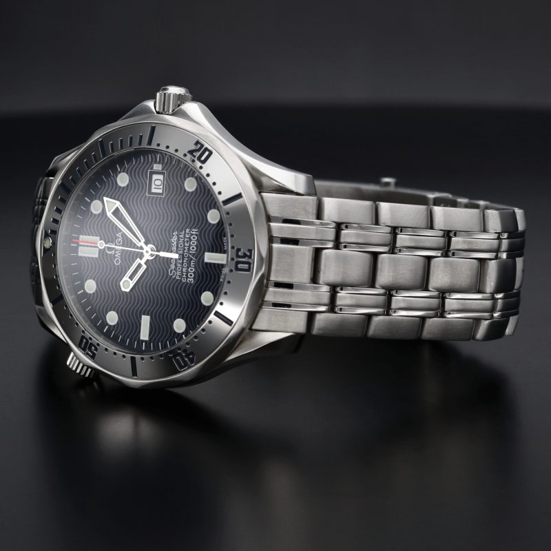 1998 Omega Seamaster 300M Chronometer 25318000 Automatic SS 41mm Blue Navy Wave Dial with Box & Card - Image 11