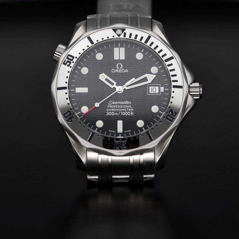 1998 Omega Seamaster 300M Chronometer 25318000 Automatic SS 41mm Blue Navy Wave Dial with Box & Card - Image 10