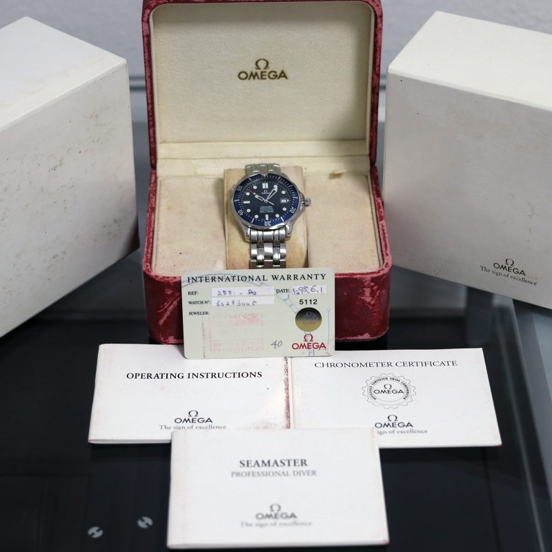 1998 Omega Seamaster 300M James Bond 25318000 SS Automatic 41mm Blue Wave Dial with Box & Card - Omega Serviced - Image 12