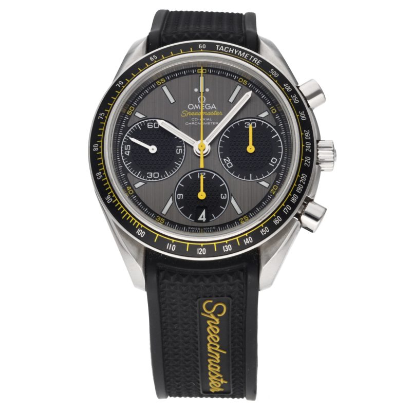 2013 Omega Speedmaster Racing Co-Axial 3263240500600 Quadrante Grigio Cinturino in Gomma con Scatola e Garanzia Originale - immagine 3