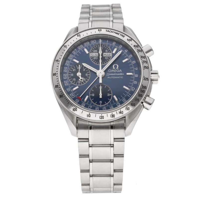 1998 Omega Speedmaster Day Date 35238000 Automatic SS 39mm Blue Dial - Just Overhauled by Omega Authorized Service Center! - Image 3