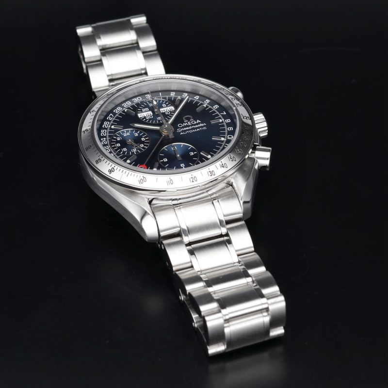 1998 Omega Speedmaster Day Date 35238000 Automatic SS 39mm Blue Dial - Just Overhauled by Omega Authorized Service Center! - Image 7