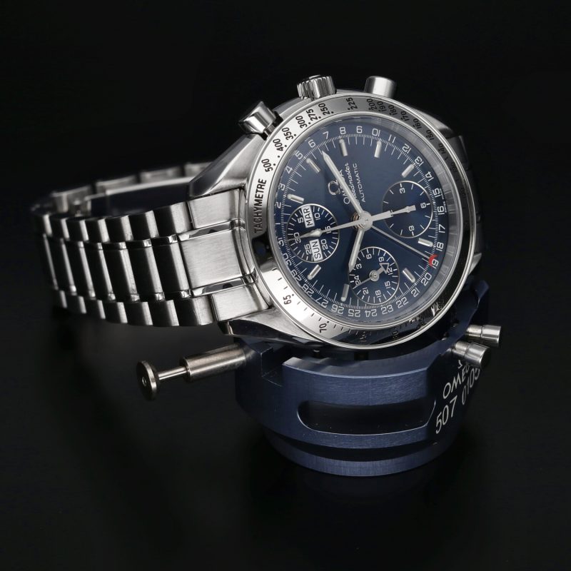 1998 Omega Speedmaster Day Date 35238000 Automatic SS 39mm Blue Dial - Just Overhauled by Omega Authorized Service Center! - Image 9