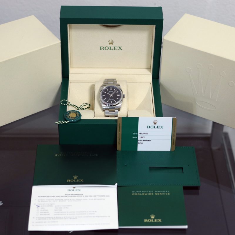2020 Rolex Oyster Perpetual 116000 Automatic SS 36mm BLK Stick Dial with Rolex Box and Card - Image 14
