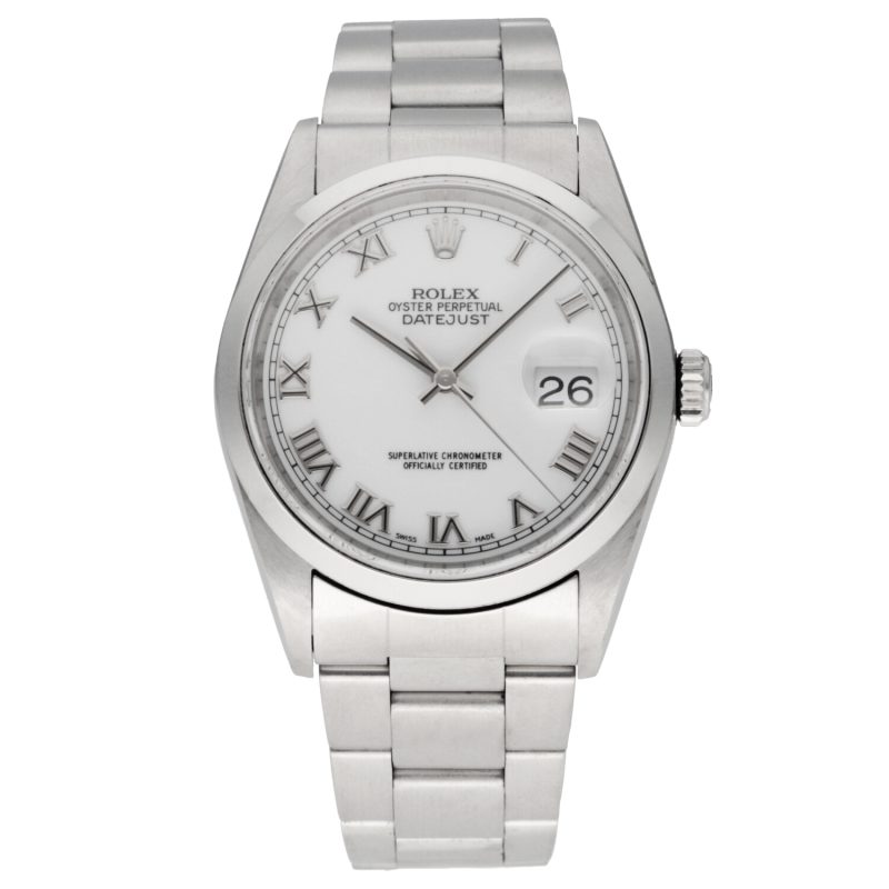 2001 Rolex DateJust 16200 SS 36mm White Roman Dial with Box & Papers - Serviced - Image 3
