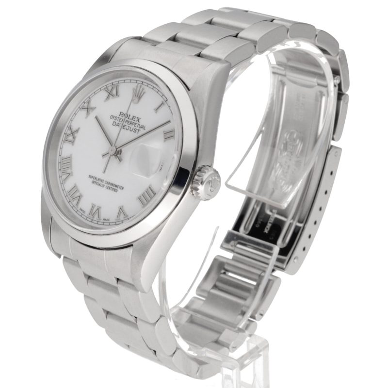 2001 Rolex DateJust 16200 SS 36mm White Roman Dial with Box & Papers - Serviced - Image 2