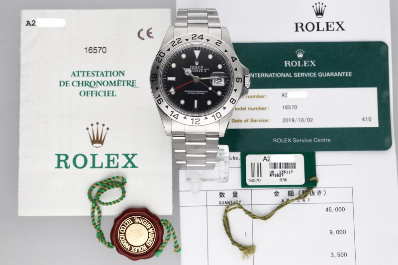 1999 Rolex Explorer II 16570 Quadrante Nero “Swiss Only” con Garanzia Originale e Rolex Service Card - immagine 13