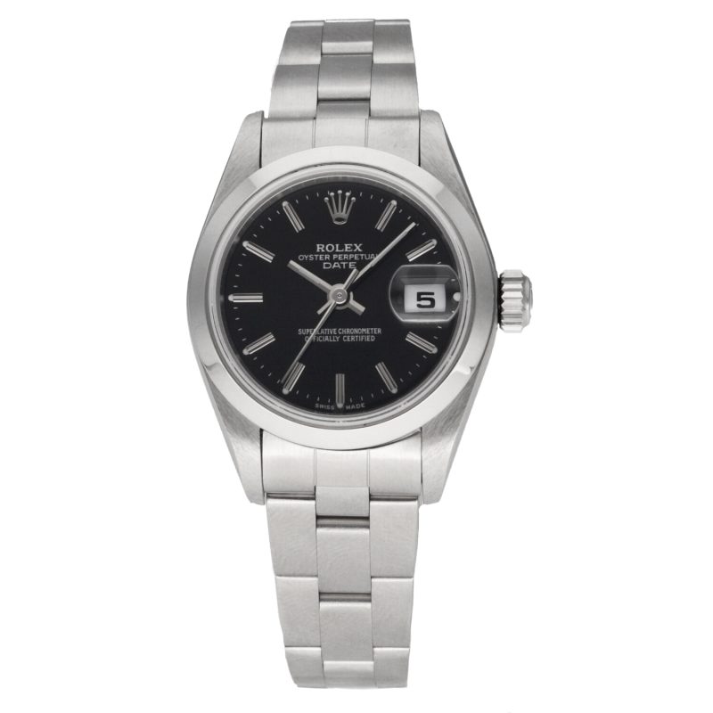 2001 Rolex Lady Oyster Perpetual Date 79160 Automatico Acciaio 26mm Quadrante Nero. Con Garanzia Originale - Revisionato! - immagine 3