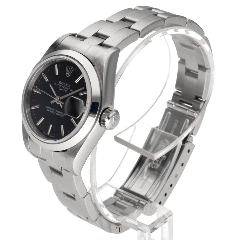 2001 Rolex Lady Oyster Perpetual Date 79160 Automatico Acciaio 26mm Quadrante Nero. Con Garanzia Originale - Revisionato! - immagine 2