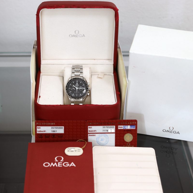 2013 Omega Speedmaster Professional Moonwatch 35705000 Acciaio Carica Manuale 42mm con Scatola e Garanzia - immagine 14