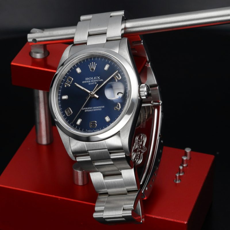 1999 Rolex Oyster Perpetual date 34 ref. 15200 Quadrante Blu Numeri Arabi - immagine 5