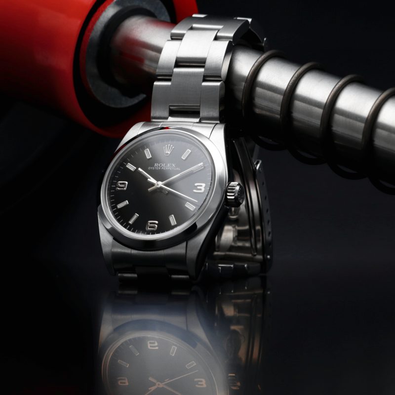 2001 Rolex Midsize Oyster Perpetual 77080 Quadrante "Explorer" 3/6/9 Nero con Scatola Originale - immagine 4