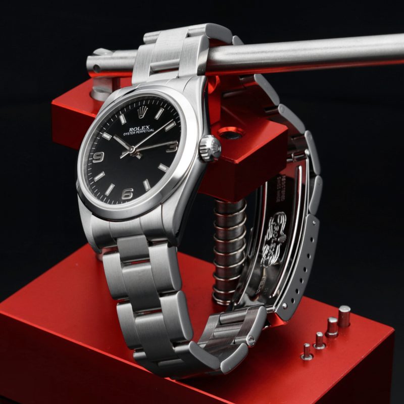 2001 Rolex Midsize Oyster Perpetual 77080 Quadrante "Explorer" 3/6/9 Nero con Scatola Originale - immagine 5