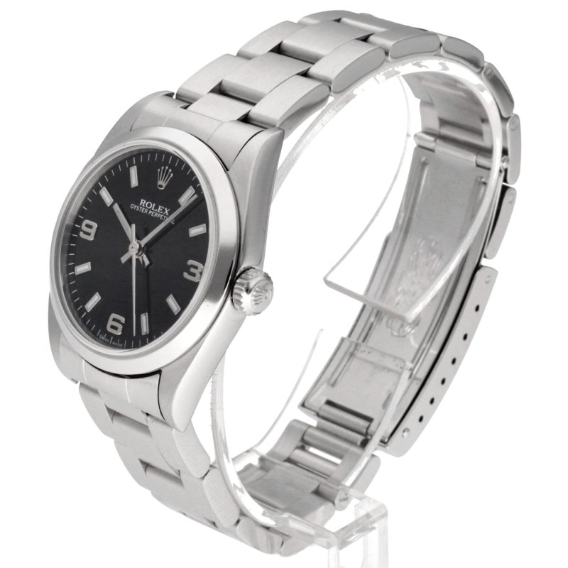 2001 Rolex Midsize Oyster Perpetual 77080 Quadrante "Explorer" 3/6/9 Nero con Scatola Originale - immagine 2