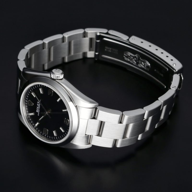 2001 Rolex Midsize Oyster Perpetual 77080 Quadrante "Explorer" 3/6/9 Nero con Scatola Originale - immagine 14
