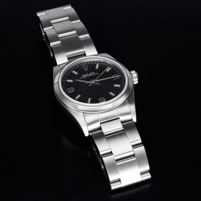 2001 Rolex Midsize Oyster Perpetual 77080 Quadrante "Explorer" 3/6/9 Nero con Scatola Originale - immagine 11