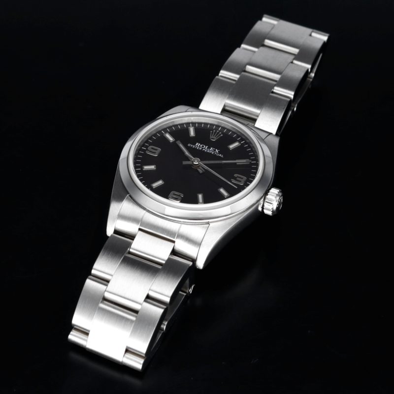 2001 Rolex Midsize Oyster Perpetual 77080 Quadrante "Explorer" 3/6/9 Nero con Scatola Originale - immagine 12