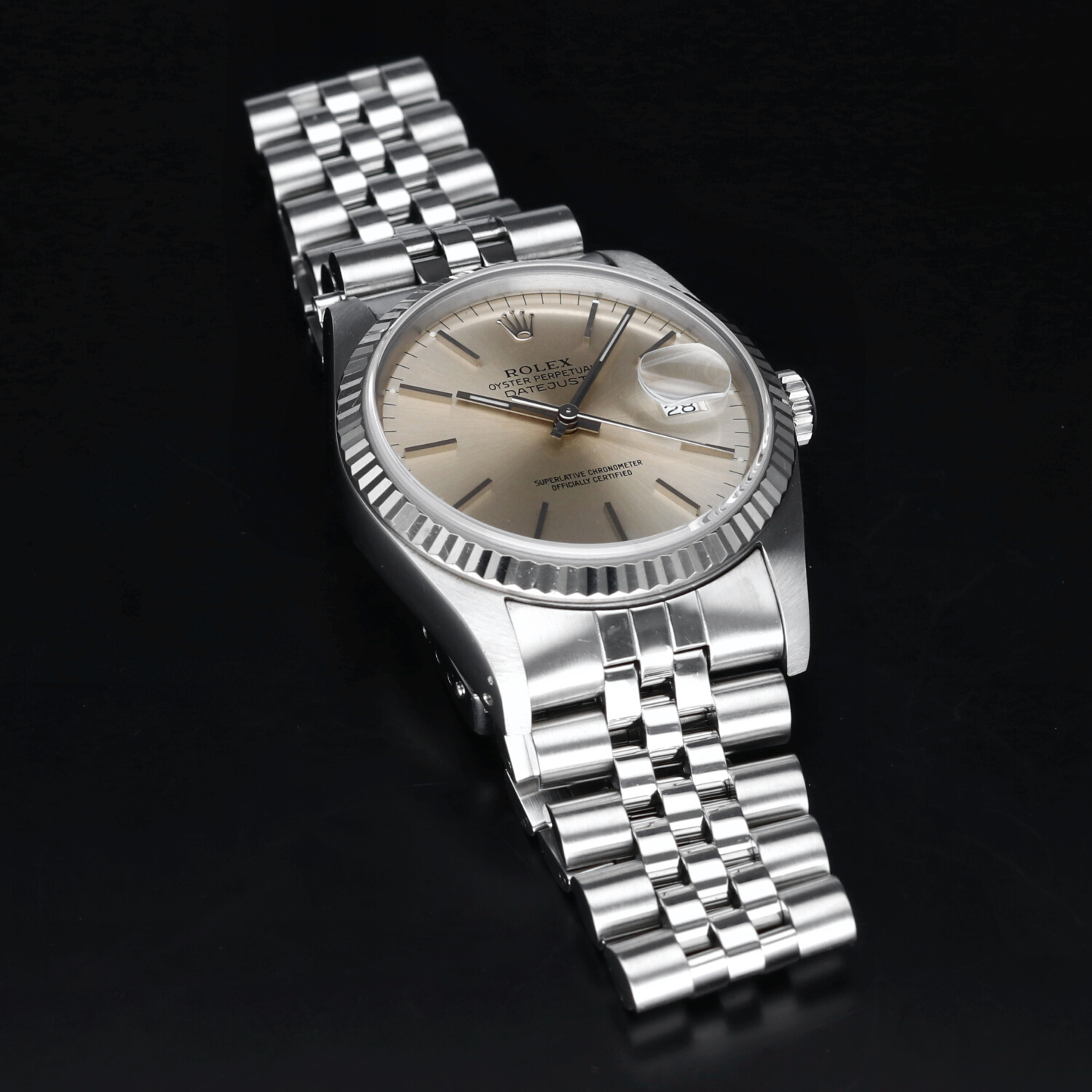 1989 Rolex Datejust 36 ref. 16234 Silver Champagne Dial with Box and Papers Serviced