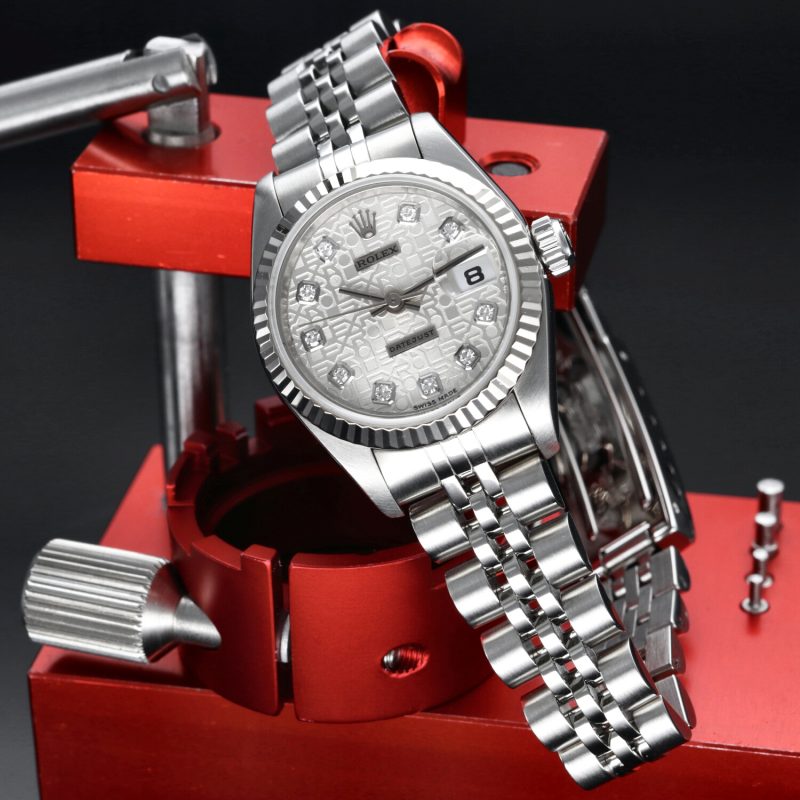 1998 Rolex Lady Datejust ref. 69174 Quadrante Jubilee con Diamanti - Scatola e Garanzia - immagine 4