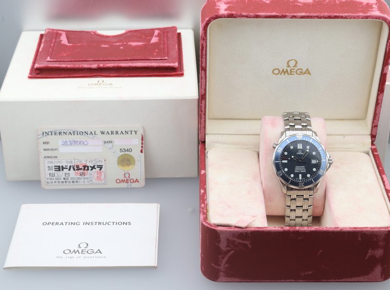 2002 ca. Non Lucidato Omega ref. 25318000 Bond Seamaster 300M Automatico 41 mm. Scatola, Libretto, Garanzia - immagine 16