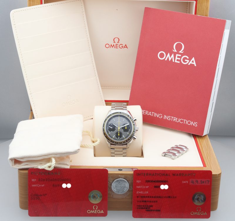 2017 Unpolished Omega 32630405006001 Speedmaster Racing Co-Axial Chronograph 40 mm Box+Cards+Booklet - Image 16