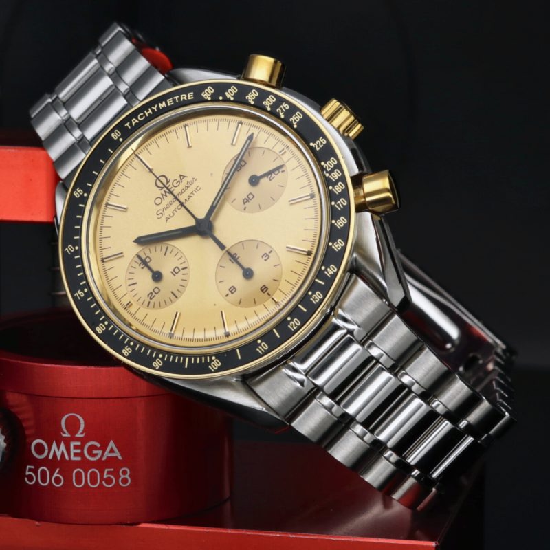 1991 Omega 1750032 Speedmaster Reduced Acciaio e Oro Quadrante Champagne Scatola e Garanzia - immagine 5